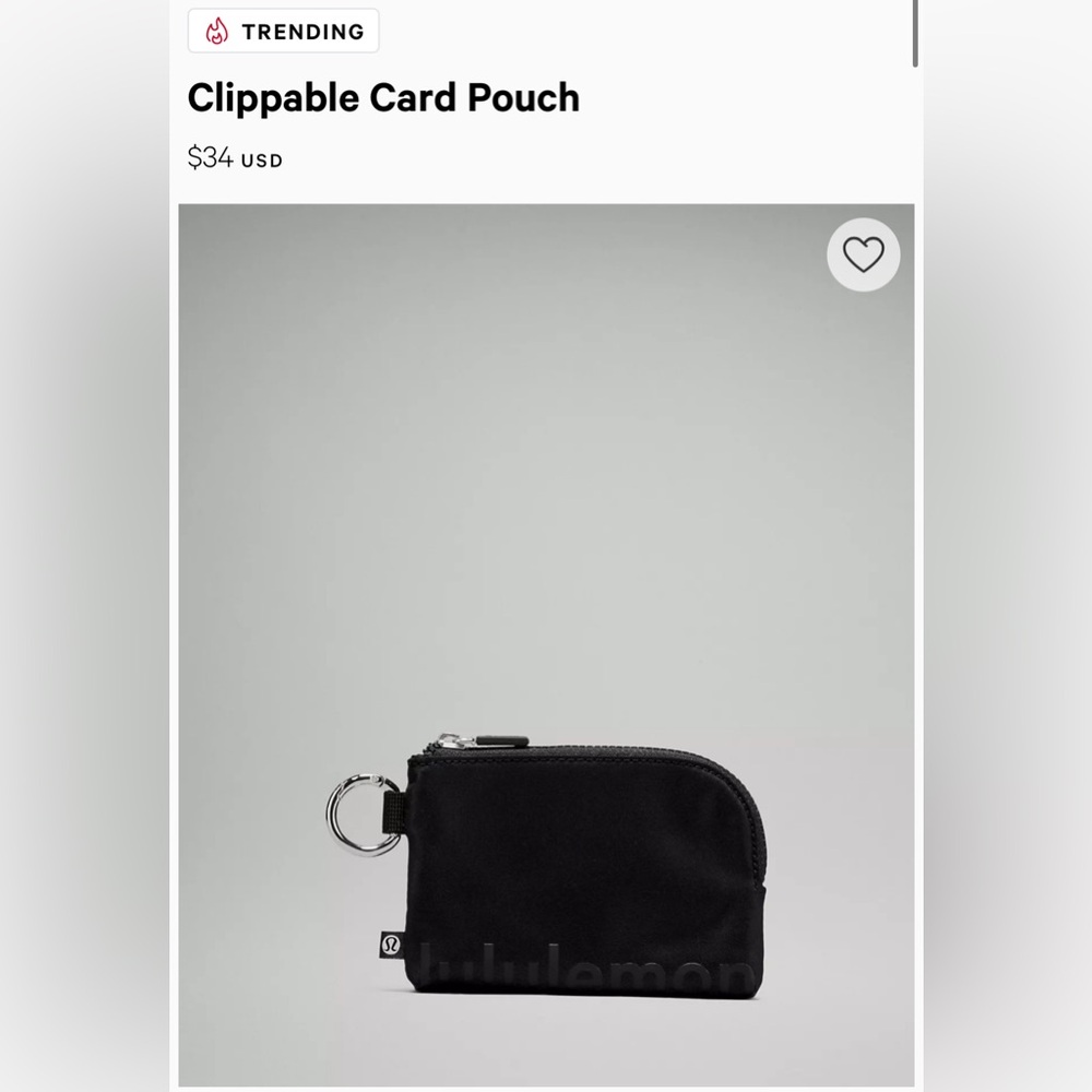 lululemon NWOT Clippable Card Pouch